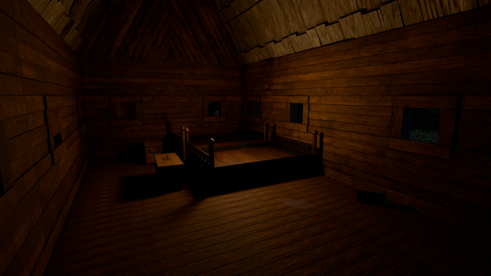 Manor upstairs at night